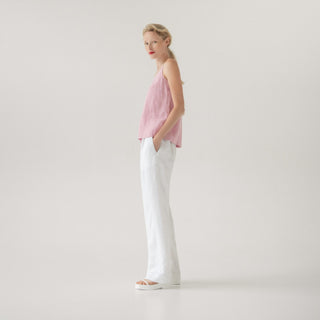LIMITED EDITION Optical White Linen Twill Willow Trousers 2