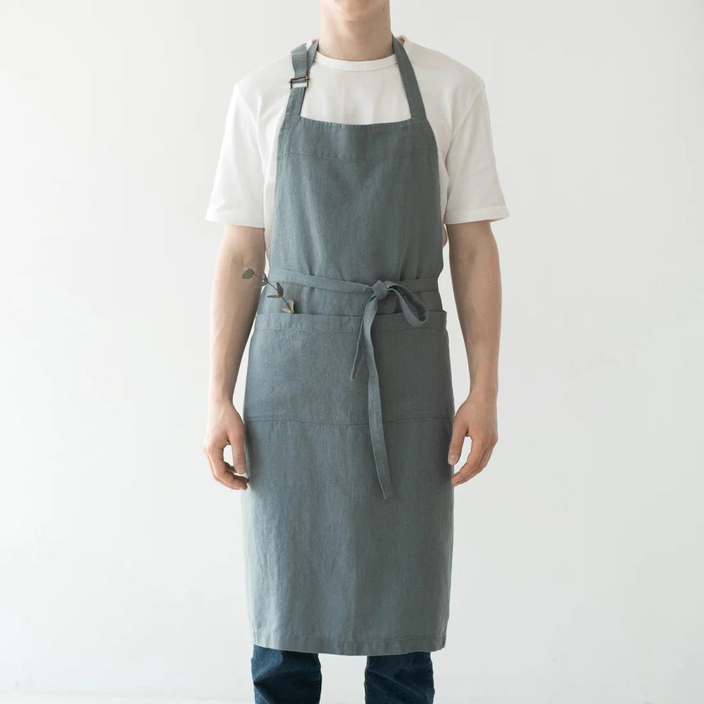 fog linen apron dress Full Apron: Grey Thin White Stripe Shop Fog Linen