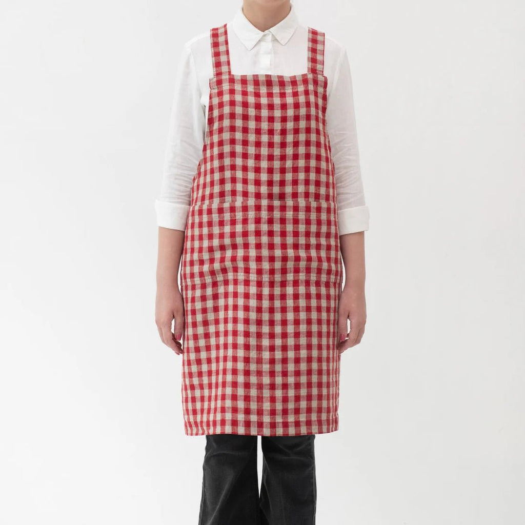 新品　TKMK ORIGINAL LINEN APRON / WHITE×RED 12月初旬発送】TKMK ORIGINAL LINEN APRON / WHITE×RED