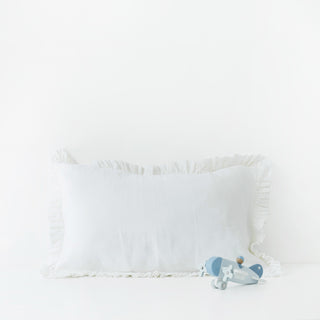 White Kids Frilled Washed Linen Pillowcase 