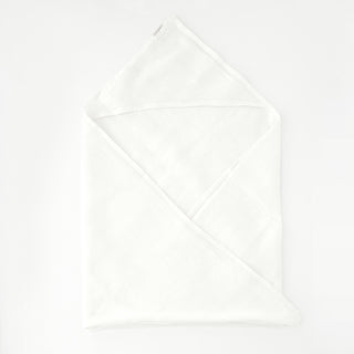 White Kids Washed Linen Hooded Towel 