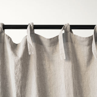 Natural Linen Night Time Tie Top Curtain Set of 2 2