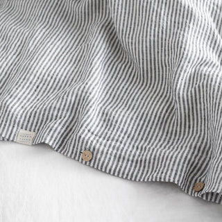 Thin Black Stripes Washed Linen Duvet Cover Set 10