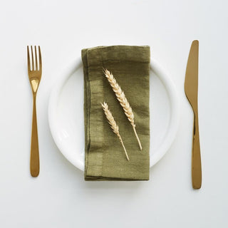 Martini Olive Linen Napkins Set of 2 