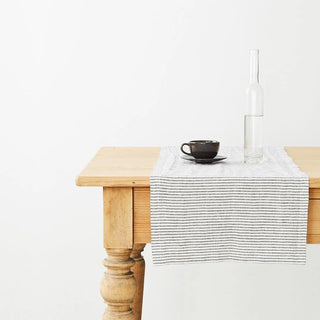 Thin Black Stripes Linen Table Runner 