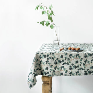 Eucalyptus on Natural Linen Tablecloth 