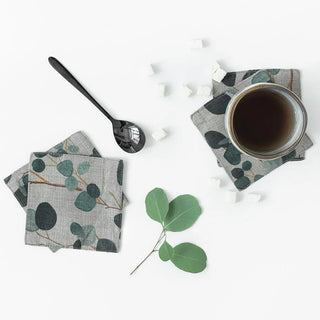 Eucalyptus on Natural Linen Coasters Set of 4 