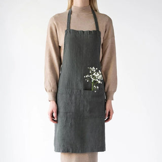 Forest Green Linen Daily Apron 