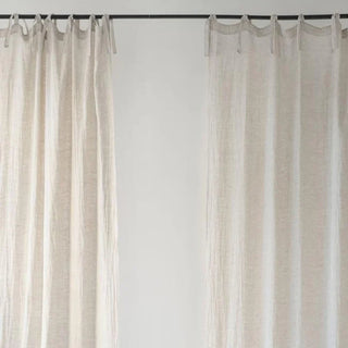 Natural Linen Daytime Tie Top Curtain Set of 2 