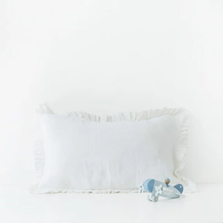 Kids White Linen Pillowcase with Frills 