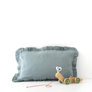 Kids Blue Fog Linen Pillowcase with Frills 