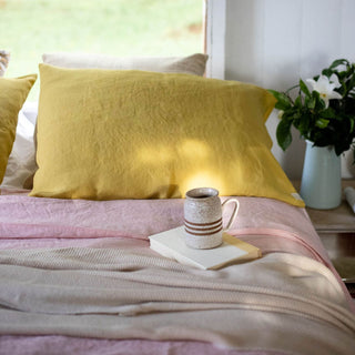 Lemon Curry Linen Pillowcase 3