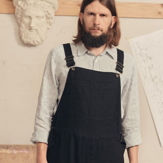 Black Linen Elm Overalls 3