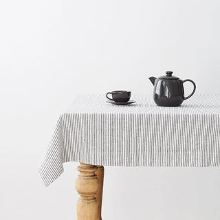 Thin Black Stripes Linen Tablecloth 