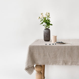 Natural Linen Tablecloth with Fringes 