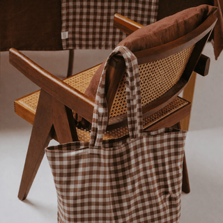 2x Chocolate Gingham Big Bags Bundle - Linen Tales Global 