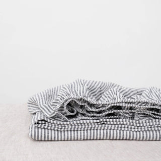 Thin Black Stripes Linen Fitted Sheet 