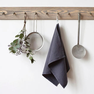 Dark Grey Linen Kitchen Towel 