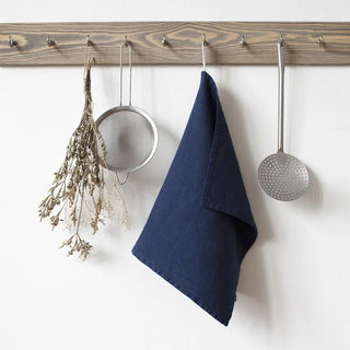 Navy Linen Kitchen Towel 1