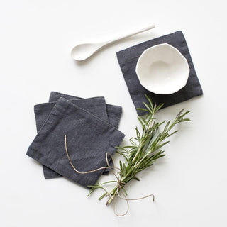 Dark Grey Linen Coasters Set of 4 