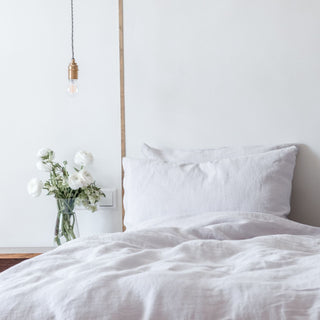 Silver Soft Washed Linen Pillowcase In Bedroom 