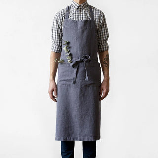 Dark Grey Linen Chef Apron 