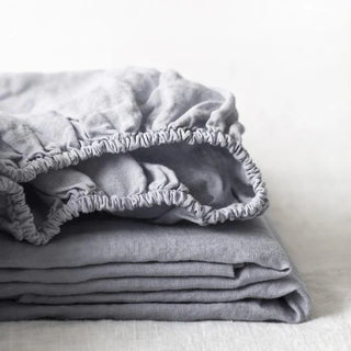 Light Grey Linen Fitted Sheet 