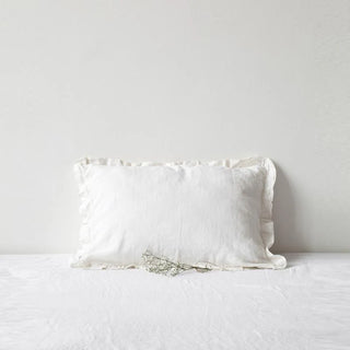 White Linen Pillowcase with Frills 