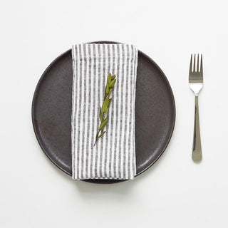 Thin Black Stripes Linen Napkins Set of 2 