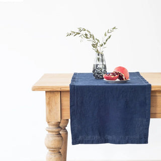 Navy Linen Table Runner 