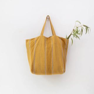 Amber Bronze Stripes Linen Big Bag 