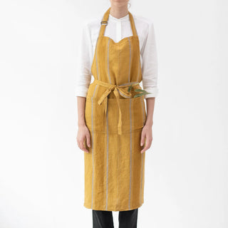 Amber Bronze Stripes Linen Chef Apron 