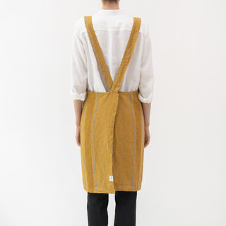 Amber Bronze Stripes Linen Crossback Apron 3