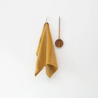 Amber Bronze Stripes Linen Kitchen Towel 