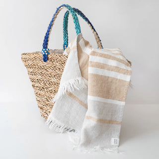 Amber Stripe Linen Beach Towel 