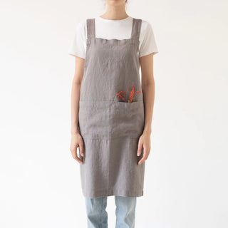 Ash Linen Crossback Apron 