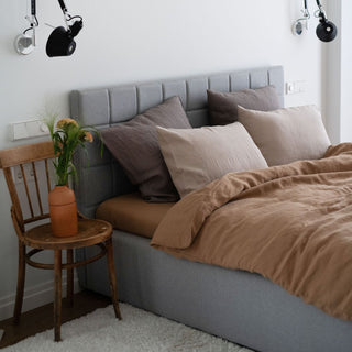 Ash Linen Pillowcases In Bedroom 