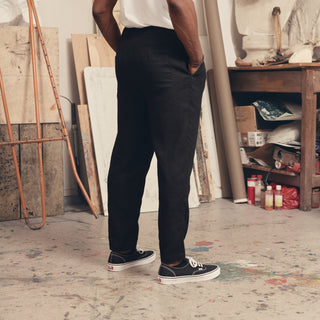 Black Linen Acorn Trousers 4