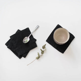 Black Linen Coasters Set of 4 