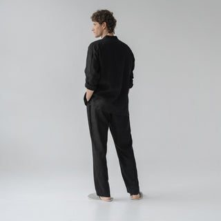 Black Linen Currant Loungewear Set 2
