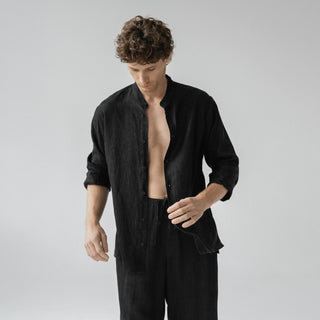 Black Linen Currant Loungewear Set 3