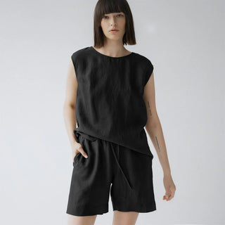 Black Linen Verbena Pyjama Set 