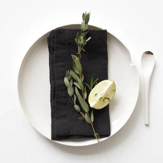 Black Linen Napkins Set of 2 