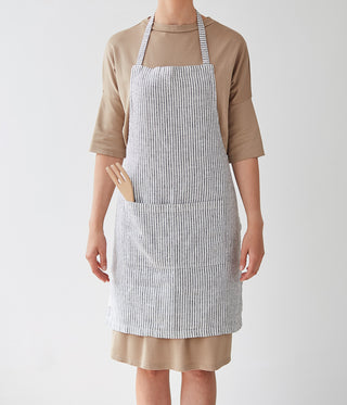 Thin Black Stripes Linen Daily Apron 1