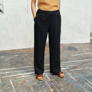 Black Linen Willow Trousers 1