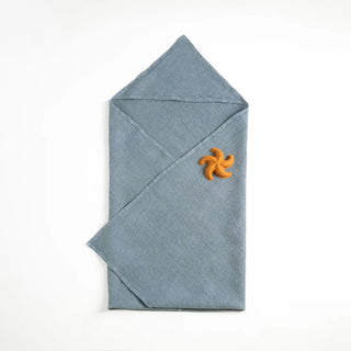 Kids Blue Fog Linen Fine Waffle Hooded Towel 