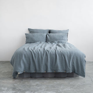 Blue Fog Washed Linen Duvet Cover Set 