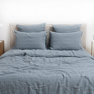 Blue Fog Washed Linen Duvet Cover Set 3