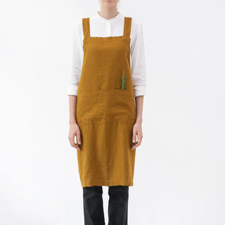 Bronze Linen Crossback Apron 