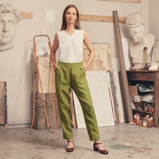 Cardamom Seed Linen Gladiolus Trousers 4